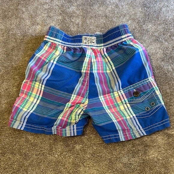 Polo by Ralph Lauren Kids Plaid Swim Trunks - Blue and Multicolor - Picture 4 of 6